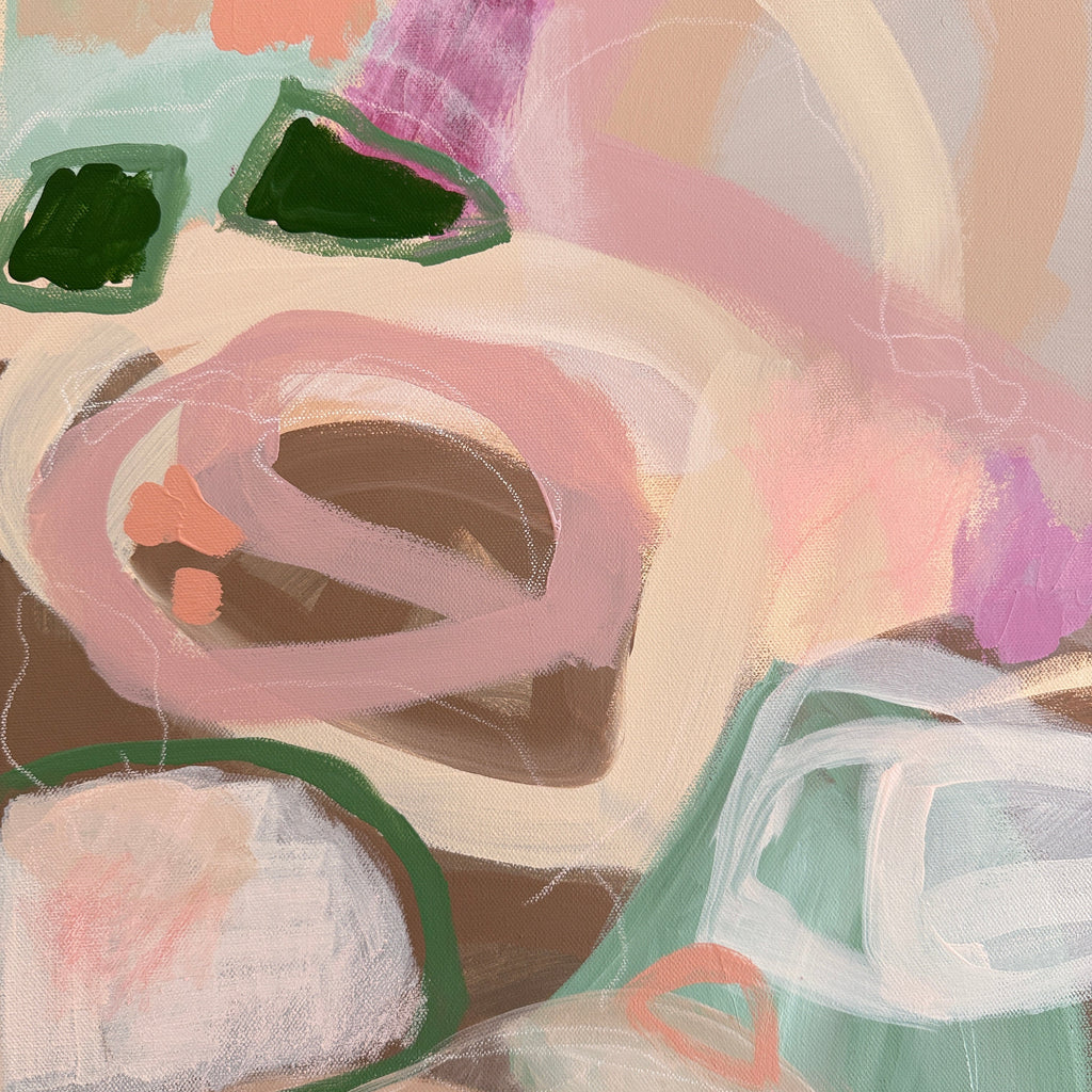 Abstract artwork with pastel colors and circular shapes